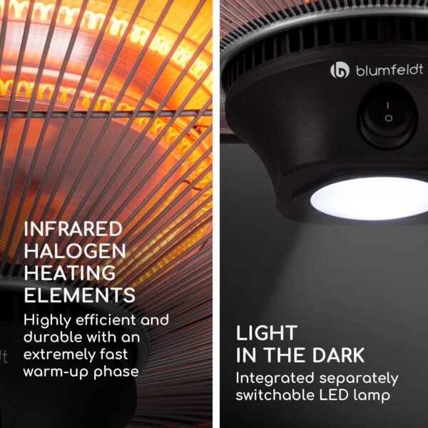 Blumfeldt Heat Hexa, infračervený ohrievač, 800/1200 W, halogén, IP34, LED, bronzový - Image 3