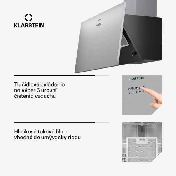 Klarstein Silver Lining 90 digestor 90 cm 568 m³/h EEK A nehrdzavejúca oceľ - Image 3