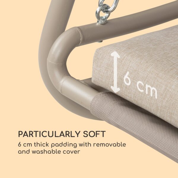 Blumfeldt Garden Grove, záhradné ležadlo, swing bed, oceľový rám, slnečná strecha, polyester, piesková - Image 3