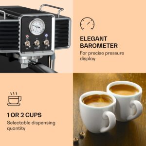 Klarstein Gusto Classico, pákový kávovar, 1350 W, 20 bar, 1,5l, nehrdzavejúca oceľ