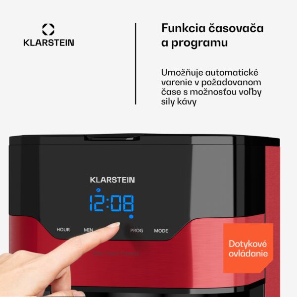 Klarstein Arabica 1.2, kávovar, 1,2 l, EasyTouch Control, strieborný/čierny - Image 2