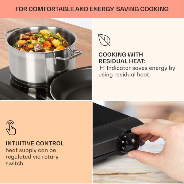 Klarstein Cookbuddy, varná doska, 2400 W, 2 platničky, 5 úrovní výkonu, sklokeramika