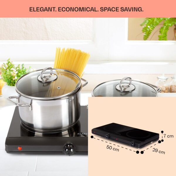 Klarstein Cookbuddy, varná doska, 2400 W, 2 platničky, 5 úrovní výkonu, sklokeramika - Image 3