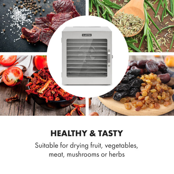 Klarstein Captain Jerky 110, sušička potravín, 1000 W, 30-90 °C, 24-hod. časovač, nehrdzavejúca oceľ - Image 3