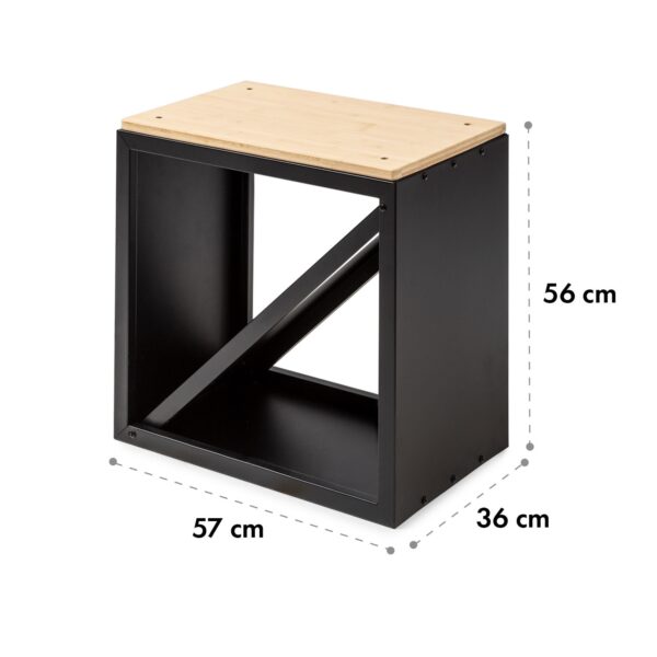 Blumfeldt Kindlewood S Black, stojan na drevo, lavička, 57 × 56 × 36 cm, bambus, zinok - Image 3