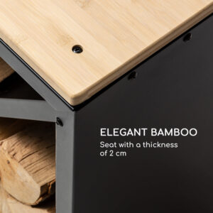 Blumfeldt Kindlewood L Black, stojan na drevo, lavička, 104 × 40 × 35 cm, bambus, zinok
