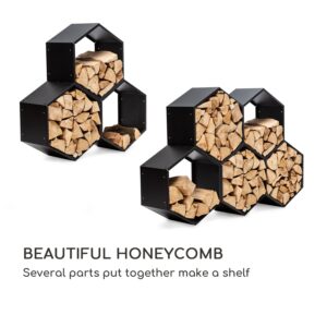 Blumfeldt Hexawood Black, stojan na drevo, šesťuholníkový tvar, 50,2 × 58 × 32 cm