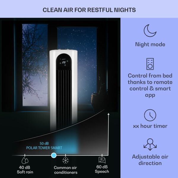Klarstein Polar Tower Smart, ochladzovač vzduchu, ventilátor, 85 W, 7 l, diaľkový ovládač, 5 x chladiaci box