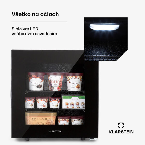 Klarstein IceAge 36, mraznička, 36 l, energet. trieda E, 2 úrovne, termostat, sklenená predná časť