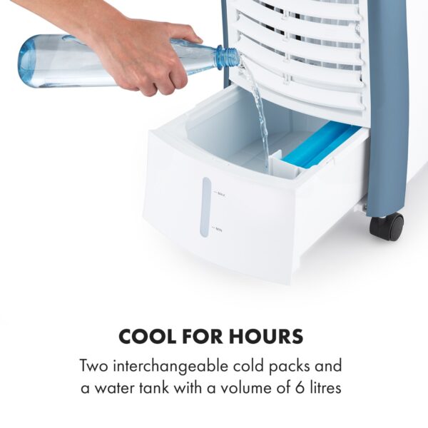 Klarstein Maxfresh, 3 v 1 ochladzovač vzduchu, ventilátor, 65 W, 6 l, diaľkový ovládač, 2 x chladiaci box - Image 2