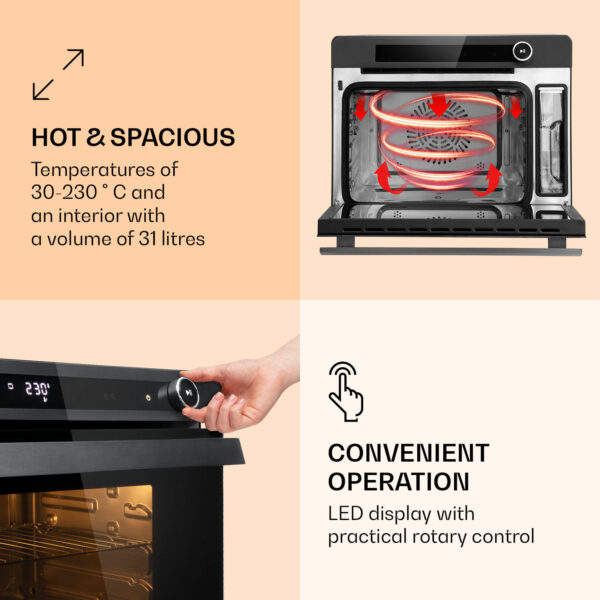 Klarstein VaporChef, parná rúra, 230 °C, 31 l, dotykový ovládací panel