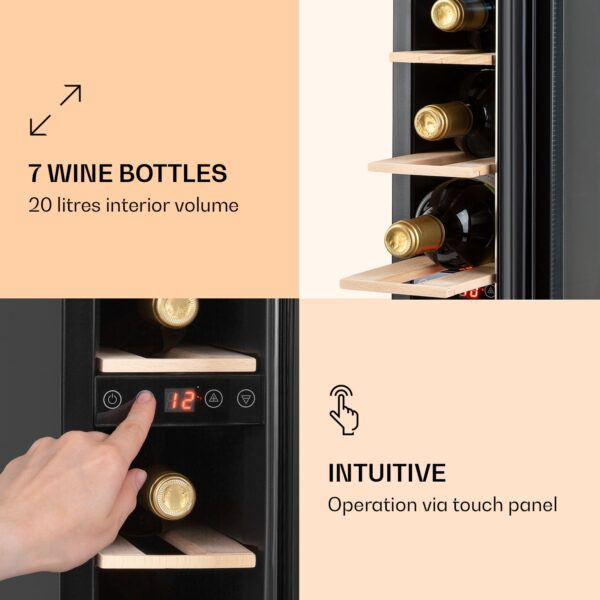 Klarstein Vinovilla 7 built-in Uno Quartz, vstavaná vinotéka, biele sklo, nehrdzavejúca oceľ