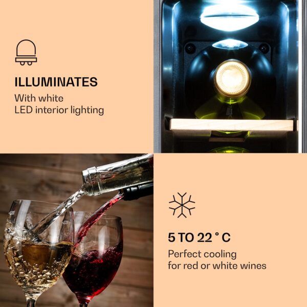 Klarstein Vinovilla 7 built-in Uno Quartz, vstavaná vinotéka, biele sklo, nehrdzavejúca oceľ - Image 2