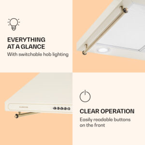 Klarstein Victoria, digestor, 60 cm, nástenný, 644,5 m³/h, LED, retro dizajn, čierny