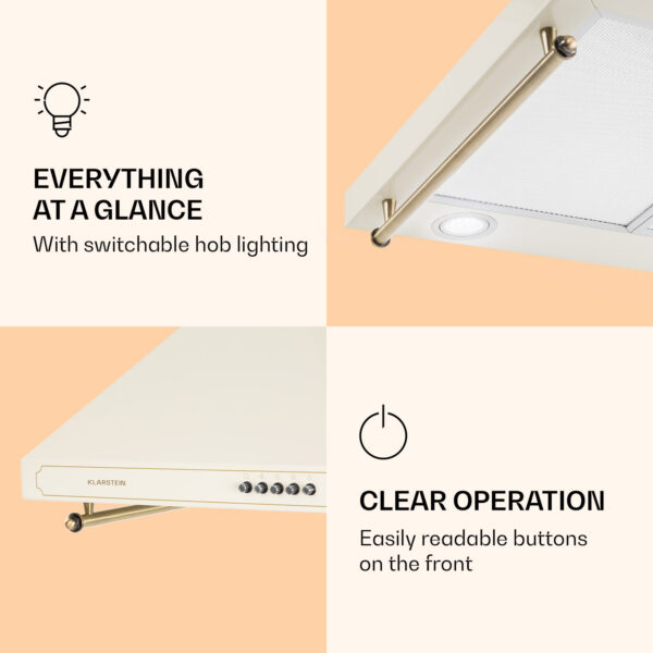 Klarstein Victoria, digestor, 60 cm, nástenný, 644,5 m³/h, LED, retro dizajn, čierny