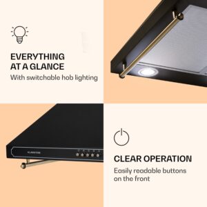 Klarstein Victoria, digestor, 60 cm, nástenný, 644,5 m³/h, LED, retro dizajn, čierny