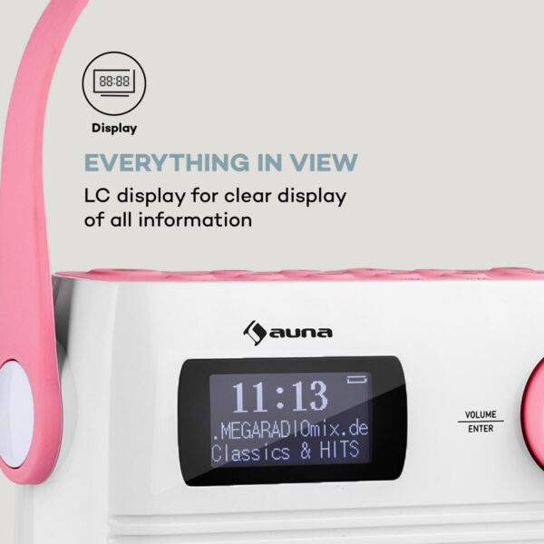 Auna Splash, rádio do sprchy, BT, DAB+/UKW, IPX4, USB-Port, konektor pre slúchadlá, USB-C, batéria - Image 2
