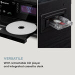 Auna Oakland DAB Plus, retro stereo systém, DAB+/FM, BT funkcia, vinyl, CD prehrávač, kazetový prehrávač. vrátane reproduktorov - Image 2