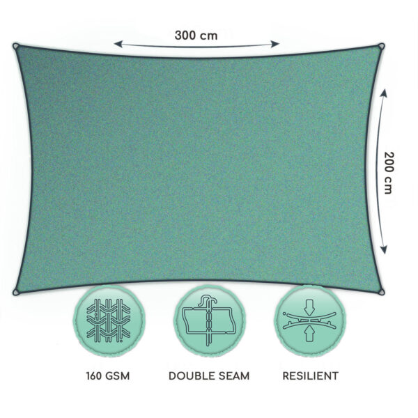 Blumfeldt Obdĺžniková slnečná clona, 2 x 3 m, s upevňovacími okami, polyester, priedušná - Image 3