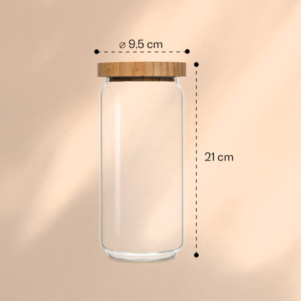Klarstein Skladovacia nádoba, s bambusovým uzáverom, 1000 ml, stohovateľná, vzduchotesná - Image 3