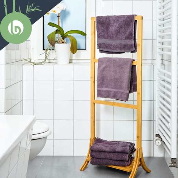 Blumfeldt Vešiak uteráky, 3 tyčky uteráky, 40 x 104,5 x 27 cm, rebríkový dizajn, bambus - Image 2