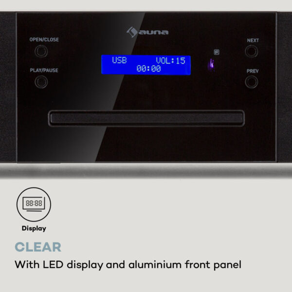Auna CD-1000 DG, CD Prehrávač, USB, MP3, diaľkové ovládanie, LED displej, hliník