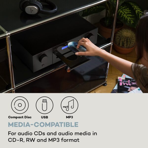 Auna CD-1000 DG, CD Prehrávač, USB, MP3, diaľkové ovládanie, LED displej, hliník - Image 2