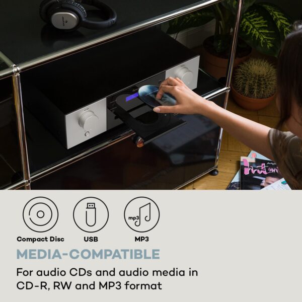 Auna CD-1000 DG, CD Prehrávač, USB, MP3, diaľkové ovládanie, LED displej, hliník - Image 2