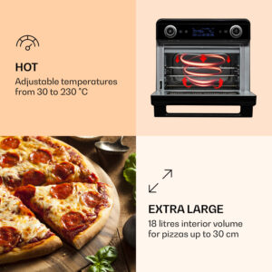 Klarstein AeroVital Jumbo 3 v 1, teplovzdušná fritéza, toaster, dehydrátor, 1550 W, 18 l