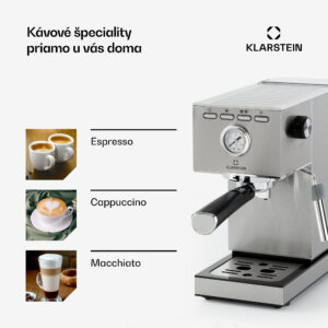 Klarstein Pausa, pákový kávovar, 1350 W, 7-9 bar, 1,4 l, nehrdzavejúca oceľ