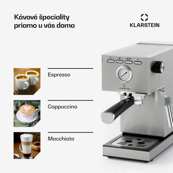 Klarstein Pausa, pákový kávovar, 1350 W, 7-9 bar, 1,4 l, nehrdzavejúca oceľ