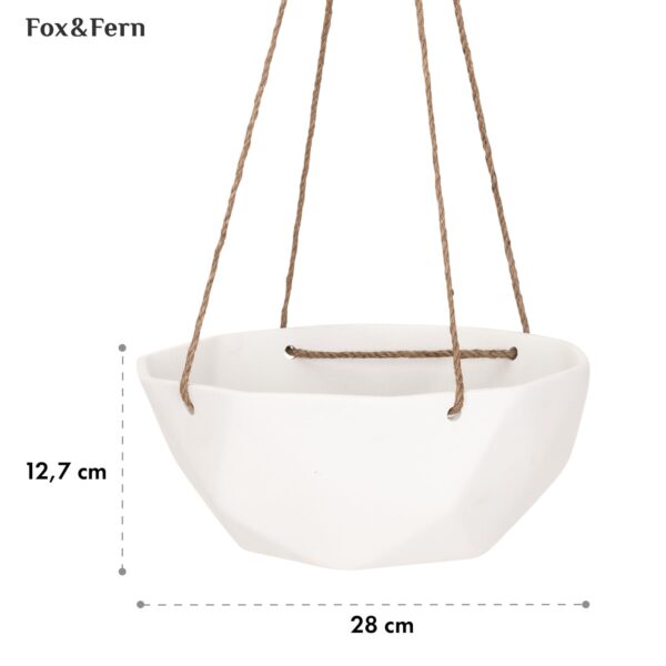 Blumfeldt Laren, závesný kvetináč, Ø 28 cm, Polystone, s prírodnými lanami, súprava 2 kusov - Image 2