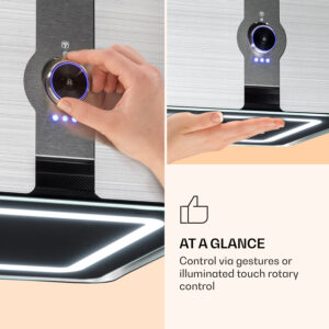 Klarstein Futurelight Smart, digestor, 42 cm, ostrovčekový, 420 m³/h, LED, nehrdzavejúca oceľ, čierny