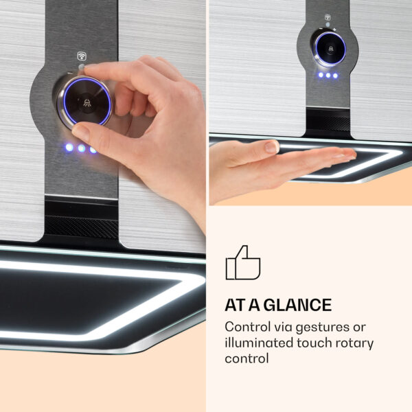 Klarstein Futurelight Smart, digestor, 42 cm, ostrovčekový, 420 m³/h, LED, nehrdzavejúca oceľ, čierny