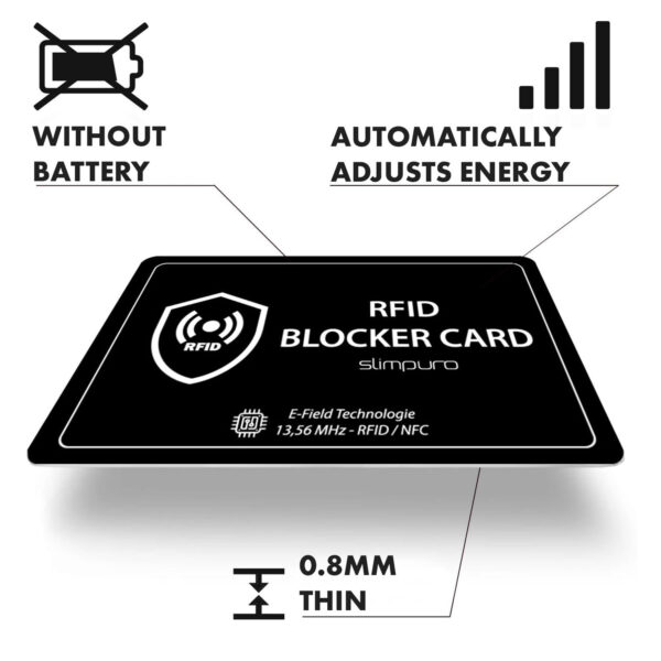 Slimpuro RFID blokovacia karta s rušivým signálom, NFC, ultratenká, formát platobnej karty - Image 2