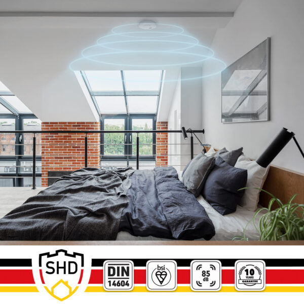 SHD by oneConcept Detektor dymu DOF19, plast, výstražný signál: 85 dB, 9V na batérie - Image 2