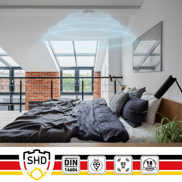 SHD by oneConcept Detektor dymu DOF29, plast, výstražný signál: 85 dB, 9V na batérie - Image 2