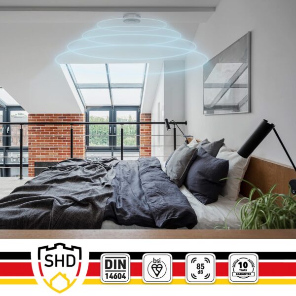 SHD by oneConcept Detektor dymu DOF39, plast, výstražný signál: 85 dB, 9V na batérie - Image 2