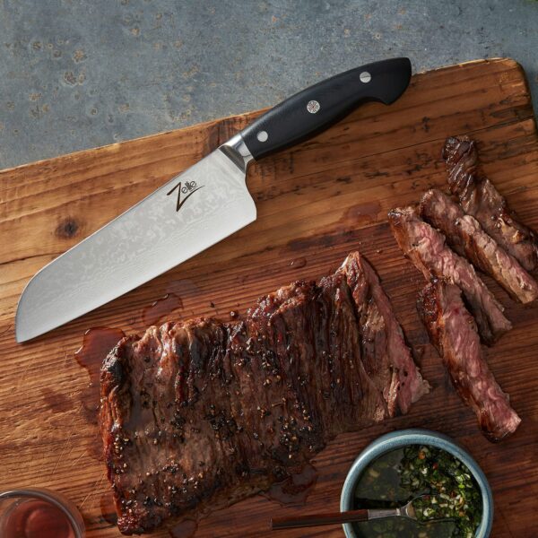 Zelite Infinity by Klarstein Executive-Plus, 7" nôž santoku, 61 HRC, damašková oceľ - Image 2