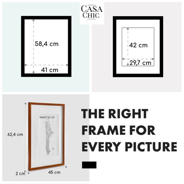 Casa Chic Kenton, rám na obrázky, obdĺžnikový, DIN A2, pasparta, plexisklo - Image 2