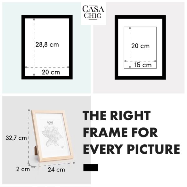 Casa Chic Edinburgh, rám na obrázky, obdĺžnikový, A4 fotky 28,8 x 20 cm, pasparta, pravé drevo - Image 2