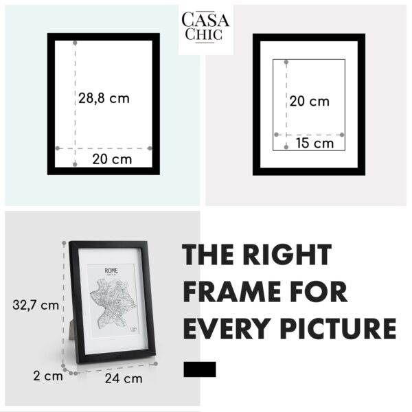 Casa Chic Brighton, rám na obrázky, sklo, DIN A4 s paspartou, pravé drevo - Image 2