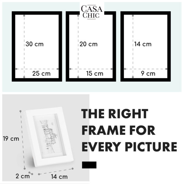 Casa Chic Chalcot, sada 7 obrazových rámov, 3 veľkosti, obdĺžnikový tvar, pasparta, skutočné drevo - Image 2