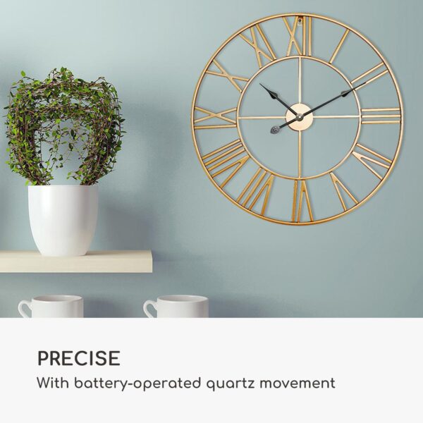 Casa Chic Queensway 60 Nástenné hodiny, kovový rám, tiché, Ø 60 cm - Image 2