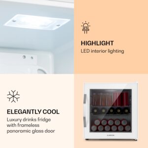 Klarstein Beersafe L Quartz, chladnička, 47 l, 2 police, sklenené panoramatické dvierka, biela