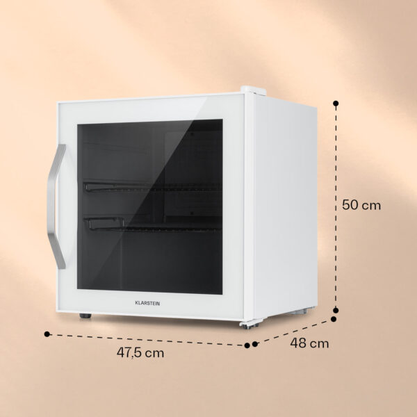 Klarstein Beersafe L Quartz, chladnička, 47 l, 2 police, sklenené panoramatické dvierka, biela - Image 2