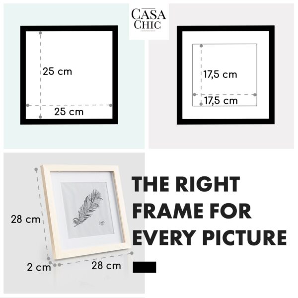 Casa Chic York, obrazový rám, štvorcový, 25 × 25 cm fotky, pasparta, sklo - Image 2