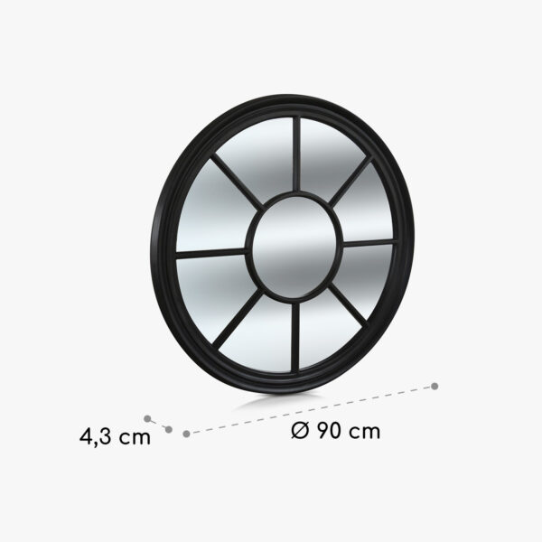 Casa Chic Leeds Nástenné zrkadlo s okrúhlym rámom z pravého dreva Ø 90 cm - Image 3