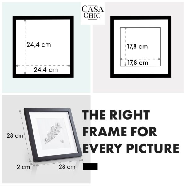 Casa Chic Cannon, rám na obrázky, štvorcový, fotky 24,4 x 24,4 cm, pasparta, pravé drevo - Image 2