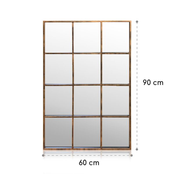 Casa Chic Soho Okenné zrkadlo Obdĺžnikový kovový rám 90 x 60 cm Vintage - Image 3
